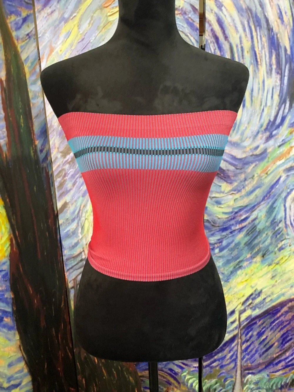 Urban Outfitters XS/S red & blue Out From Under Charlie seamless tube top - Picture 2 of 4